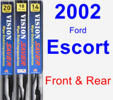 Front & Rear Wiper Blade Pack for 2002 Ford Escort - Vision Saver