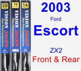 Front & Rear Wiper Blade Pack for 2003 Ford Escort - Vision Saver