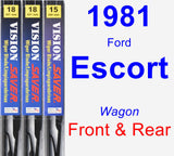 Front & Rear Wiper Blade Pack for 1981 Ford Escort - Vision Saver