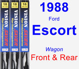 Front & Rear Wiper Blade Pack for 1988 Ford Escort - Vision Saver