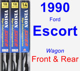 Front & Rear Wiper Blade Pack for 1990 Ford Escort - Vision Saver