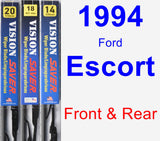 Front & Rear Wiper Blade Pack for 1994 Ford Escort - Vision Saver