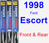 Front & Rear Wiper Blade Pack for 1998 Ford Escort - Vision Saver