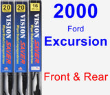 Front & Rear Wiper Blade Pack for 2000 Ford Excursion - Vision Saver