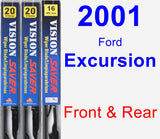 Front & Rear Wiper Blade Pack for 2001 Ford Excursion - Vision Saver