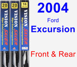 Front & Rear Wiper Blade Pack for 2004 Ford Excursion - Vision Saver