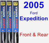 Front & Rear Wiper Blade Pack for 2005 Ford Expedition - Vision Saver