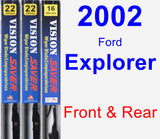 Front & Rear Wiper Blade Pack for 2002 Ford Explorer - Vision Saver