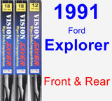 Front & Rear Wiper Blade Pack for 1991 Ford Explorer - Vision Saver