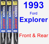 Front & Rear Wiper Blade Pack for 1993 Ford Explorer - Vision Saver