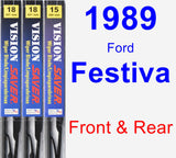 Front & Rear Wiper Blade Pack for 1989 Ford Festiva - Vision Saver