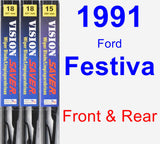 Front & Rear Wiper Blade Pack for 1991 Ford Festiva - Vision Saver
