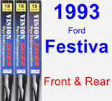 Front & Rear Wiper Blade Pack for 1993 Ford Festiva - Vision Saver