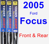 Front & Rear Wiper Blade Pack for 2005 Ford Focus - Vision Saver