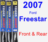 Front & Rear Wiper Blade Pack for 2007 Ford Freestar - Vision Saver