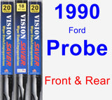 Front & Rear Wiper Blade Pack for 1990 Ford Probe - Vision Saver