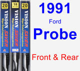Front & Rear Wiper Blade Pack for 1991 Ford Probe - Vision Saver