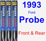 Front & Rear Wiper Blade Pack for 1993 Ford Probe - Vision Saver