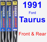 Front & Rear Wiper Blade Pack for 1991 Ford Taurus - Vision Saver