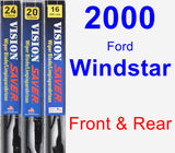 Front & Rear Wiper Blade Pack for 2000 Ford Windstar - Vision Saver