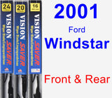 Front & Rear Wiper Blade Pack for 2001 Ford Windstar - Vision Saver