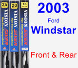 Front & Rear Wiper Blade Pack for 2003 Ford Windstar - Vision Saver