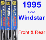 Front & Rear Wiper Blade Pack for 1995 Ford Windstar - Vision Saver