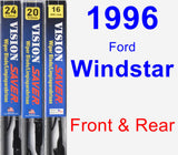 Front & Rear Wiper Blade Pack for 1996 Ford Windstar - Vision Saver