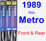 Front & Rear Wiper Blade Pack for 1989 Geo Metro - Vision Saver