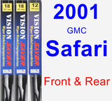 Front & Rear Wiper Blade Pack for 2001 GMC Safari - Vision Saver