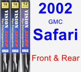Front & Rear Wiper Blade Pack for 2002 GMC Safari - Vision Saver