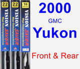 Front & Rear Wiper Blade Pack for 2000 GMC Yukon - Vision Saver