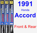 Front & Rear Wiper Blade Pack for 1991 Honda Accord - Vision Saver