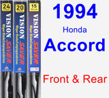Front & Rear Wiper Blade Pack for 1994 Honda Accord - Vision Saver