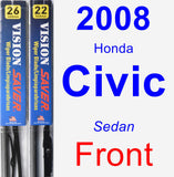 Front Wiper Blade Pack for 2008 Honda Civic - Vision Saver