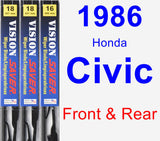 Front & Rear Wiper Blade Pack for 1986 Honda Civic - Vision Saver