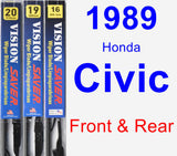 Front & Rear Wiper Blade Pack for 1989 Honda Civic - Vision Saver