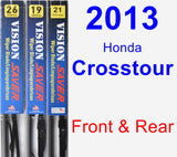 Front & Rear Wiper Blade Pack for 2013 Honda Crosstour - Vision Saver