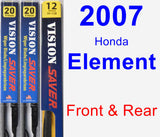 Front & Rear Wiper Blade Pack for 2007 Honda Element - Vision Saver