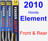 Front & Rear Wiper Blade Pack for 2010 Honda Element - Vision Saver