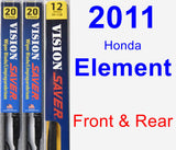 Front & Rear Wiper Blade Pack for 2011 Honda Element - Vision Saver