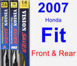 Front & Rear Wiper Blade Pack for 2007 Honda Fit - Vision Saver