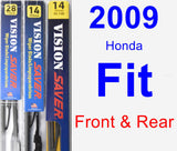 Front & Rear Wiper Blade Pack for 2009 Honda Fit - Vision Saver