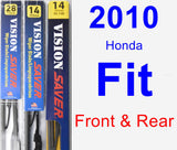 Front & Rear Wiper Blade Pack for 2010 Honda Fit - Vision Saver