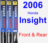 Front & Rear Wiper Blade Pack for 2006 Honda Insight - Vision Saver