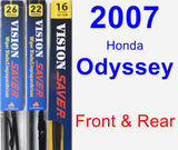 Front & Rear Wiper Blade Pack for 2007 Honda Odyssey - Vision Saver