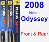 Front & Rear Wiper Blade Pack for 2008 Honda Odyssey - Vision Saver