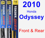 Front & Rear Wiper Blade Pack for 2010 Honda Odyssey - Vision Saver
