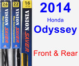 Front & Rear Wiper Blade Pack for 2014 Honda Odyssey - Vision Saver