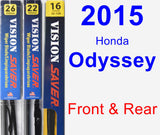 Front & Rear Wiper Blade Pack for 2015 Honda Odyssey - Vision Saver